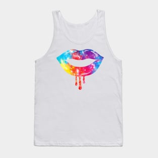 Tie Dye Colorful Rainbow Dripping Lips Tank Top